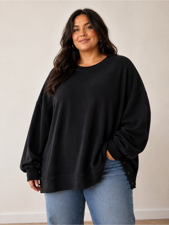 Athleta Sweaters - Athleta Retroplush Velvet Crewneck Sweatshirt Black 3X NWT